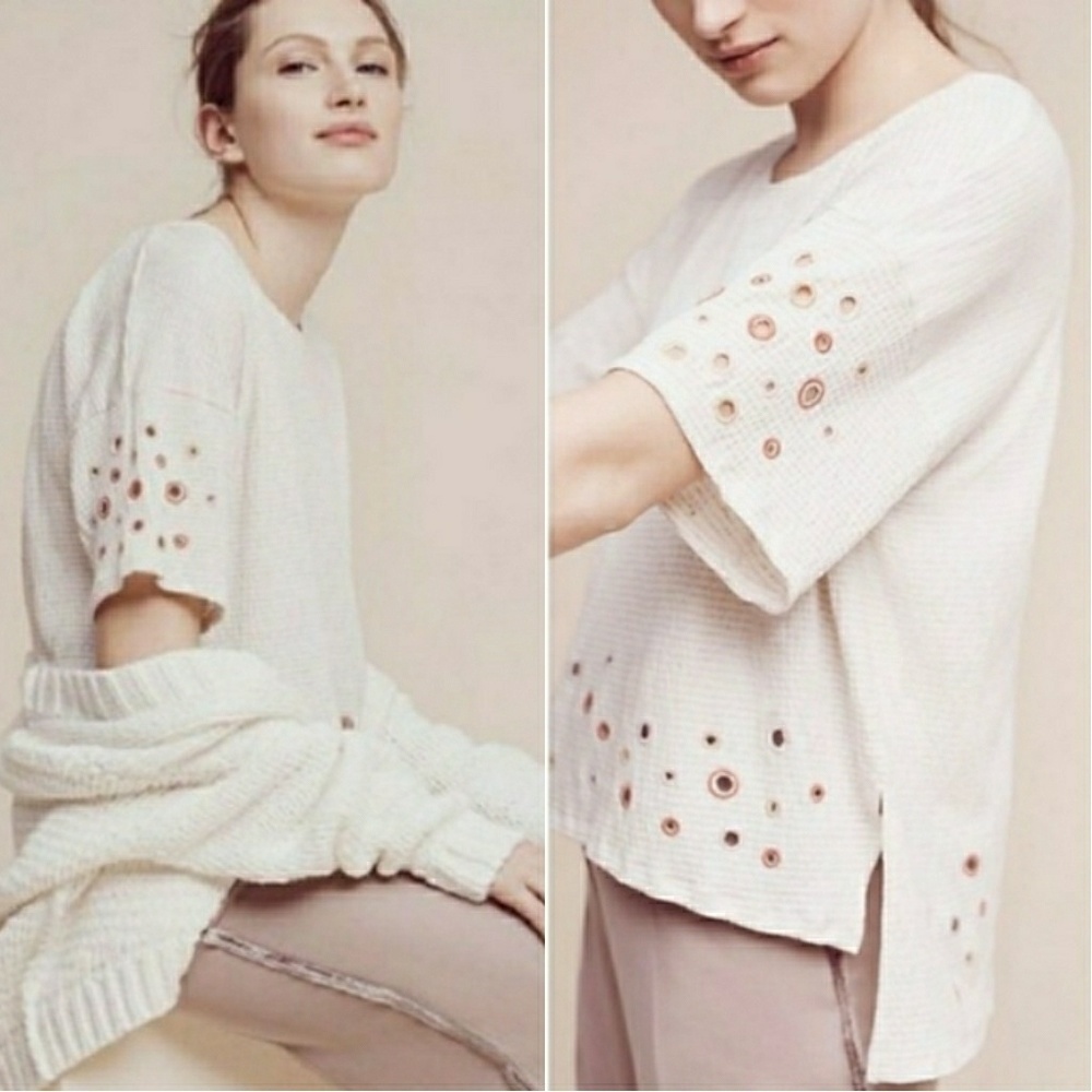 Anthropologie Postmark Eyelet Seersucker Top XS